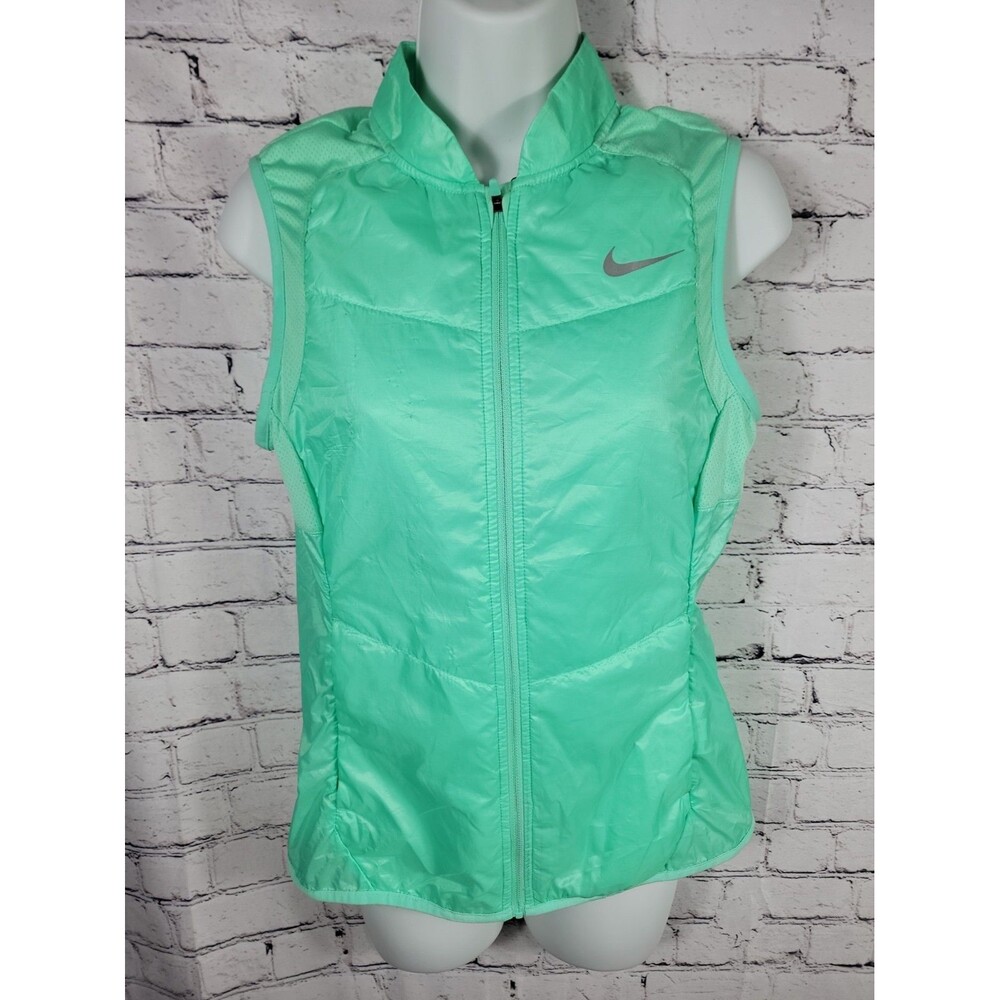 Nike Running Vest Womens Medium Sea Foam Green Lightweight Full Zip